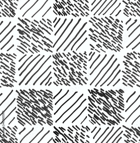 Square line marker hand made pattern. Abstract geometry seamless pattern