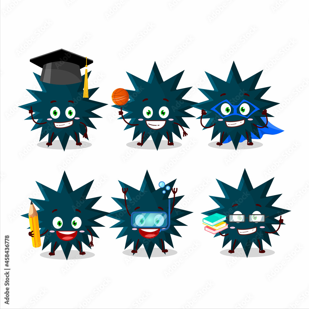 School student of biohazard virus cartoon character with various expressions
