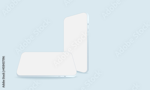 Blank browser windows of two devices. Frame of smartphone vector clay mockup.