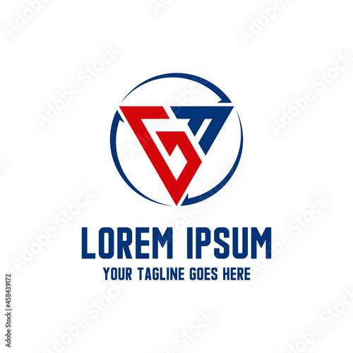 Simple letter or word FG or GF font in triangle with circle arrow image graphic icon logo design abstract concept vector stock. Can be used in conjunction with initial or fitness
