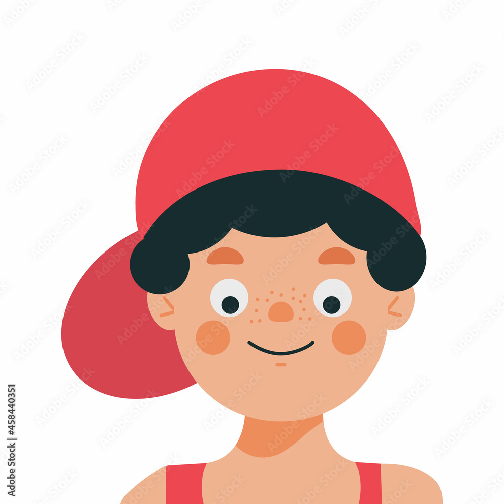 Fototapeta premium Young man face. Vector illustration of man avatar in flat style.