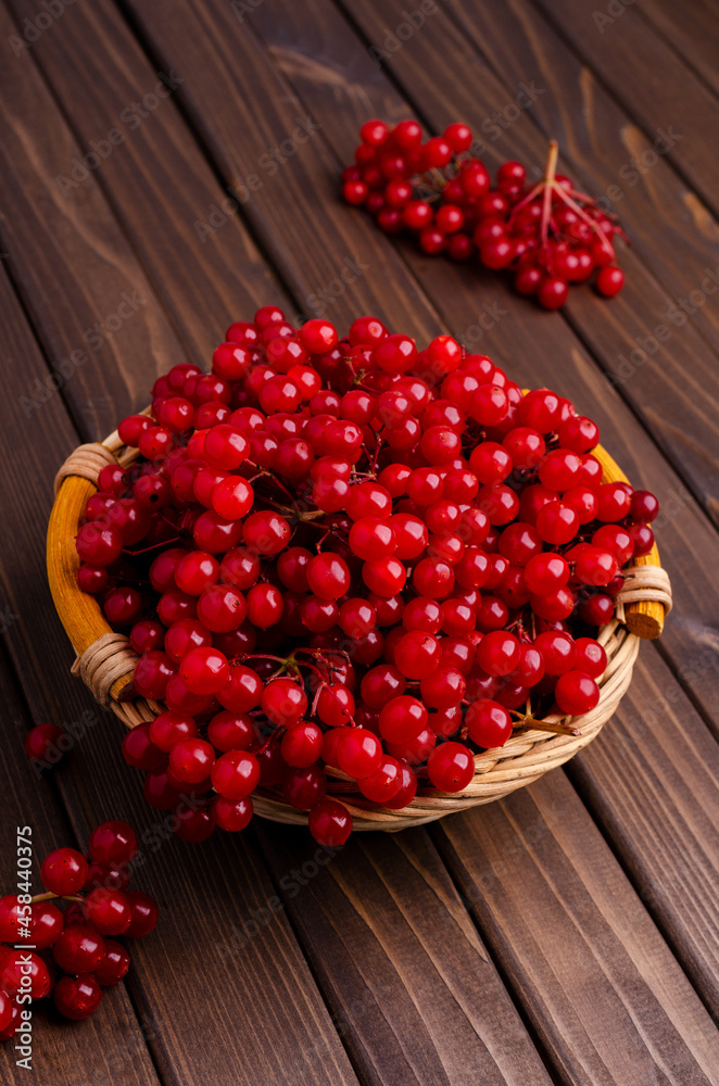 Red viburnum berries in a box Red viburnum berries in a box