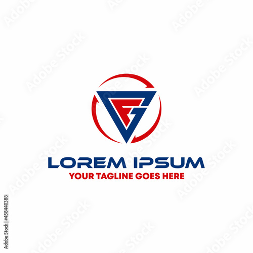 Simple letter or word FG or GF font in triangle with circle arrow image graphic icon logo design abstract concept vector stock. Can be used in conjunction with initial or fitness