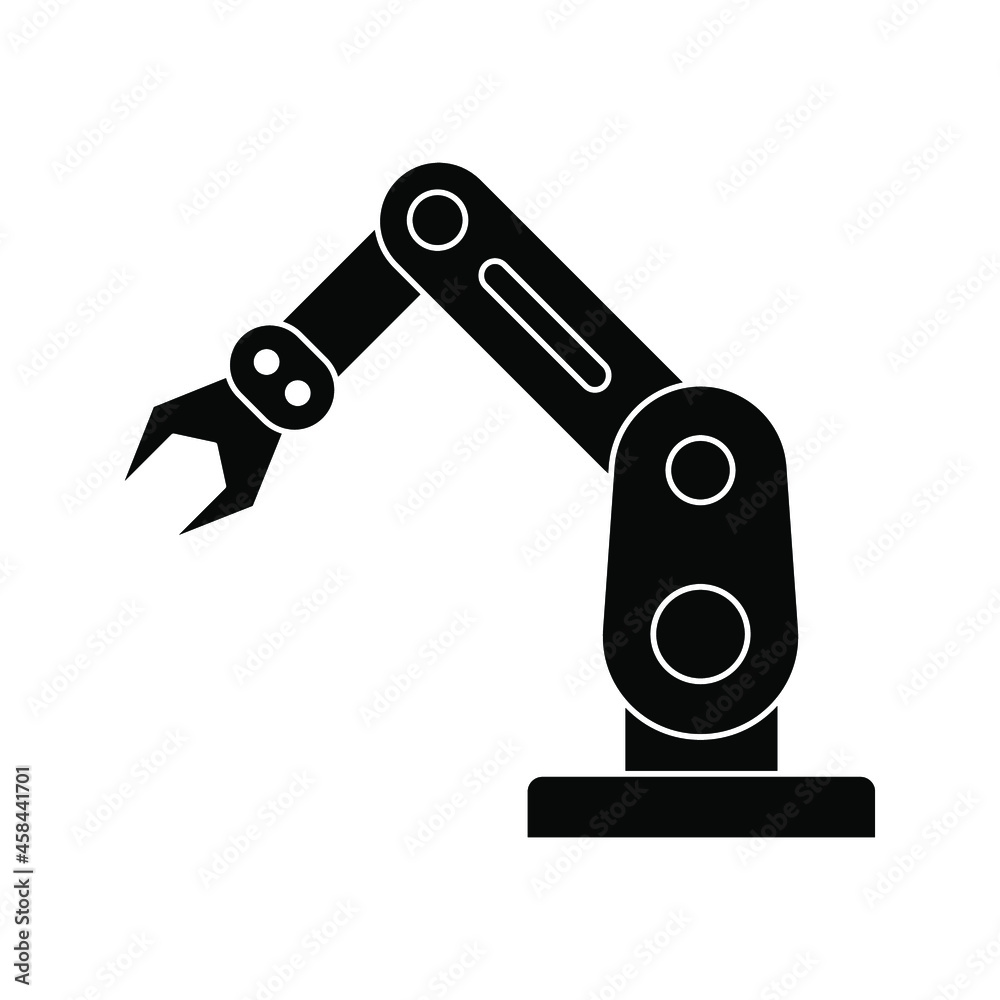 Industrial robot icon. Industrial mechanical robot arm symbol. robotic arm sign. Vector illustration
