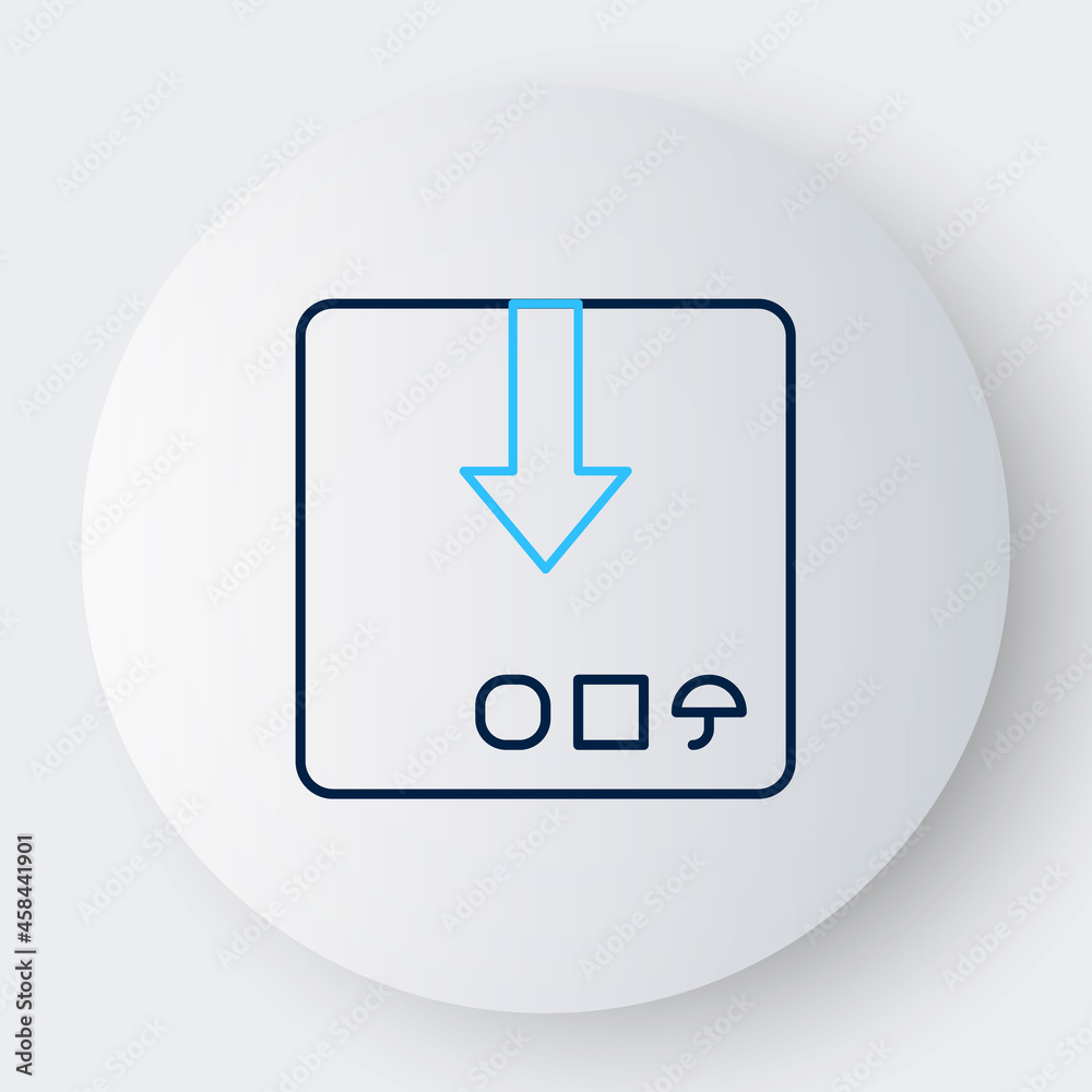 Line Carton cardboard box icon isolated on white background. Box, package, parcel sign. Delivery and packaging. Colorful outline concept. Vector Line Carton cardboard box icon isolated on white background. Box, package, parcel sign. Delivery and packaging. Colorful outline concept. Vector
