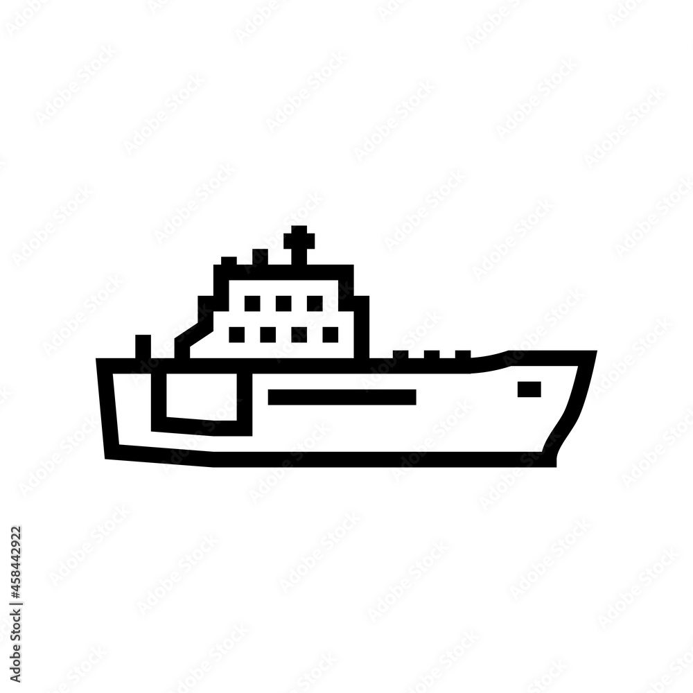 navy boat line icon vector. navy boat sign. isolated contour symbol black illustration