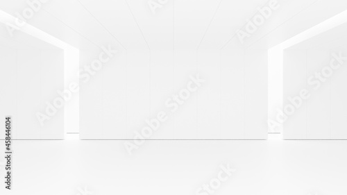 Wallpaper Mural White clean empty architecture interior space room studio background wall display products minimalistic. 3d rendering. Torontodigital.ca
