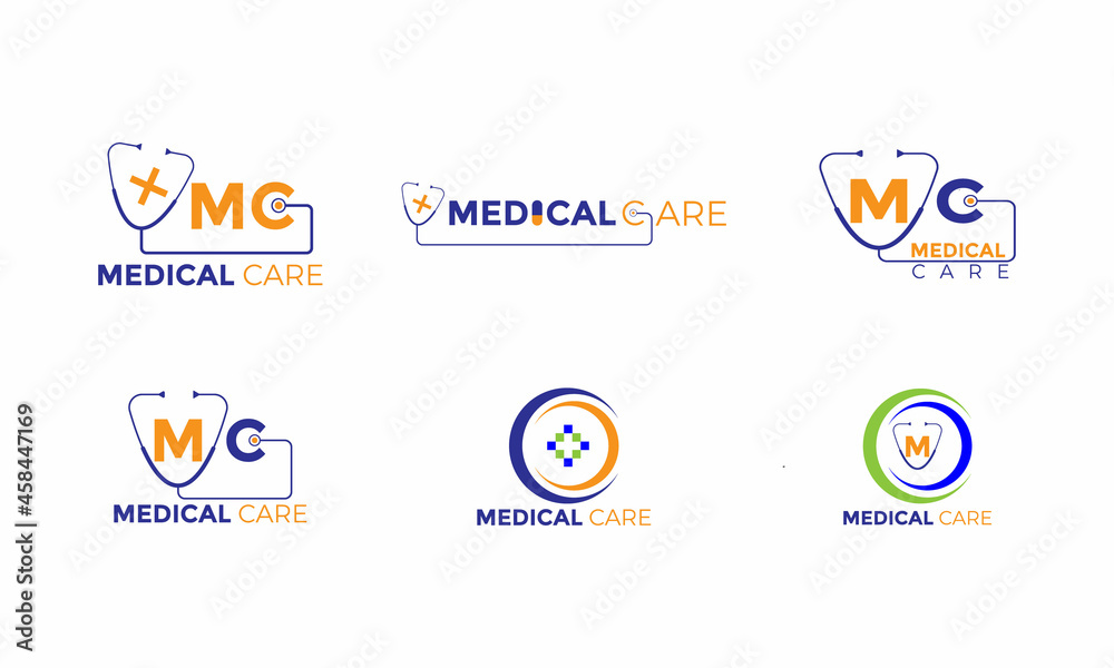 Medical hospital logo template set Medical hospital logo template set