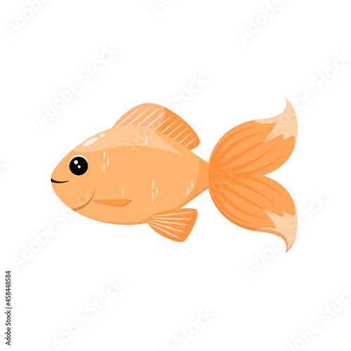 Cute fish on a white background in a cartoon style.