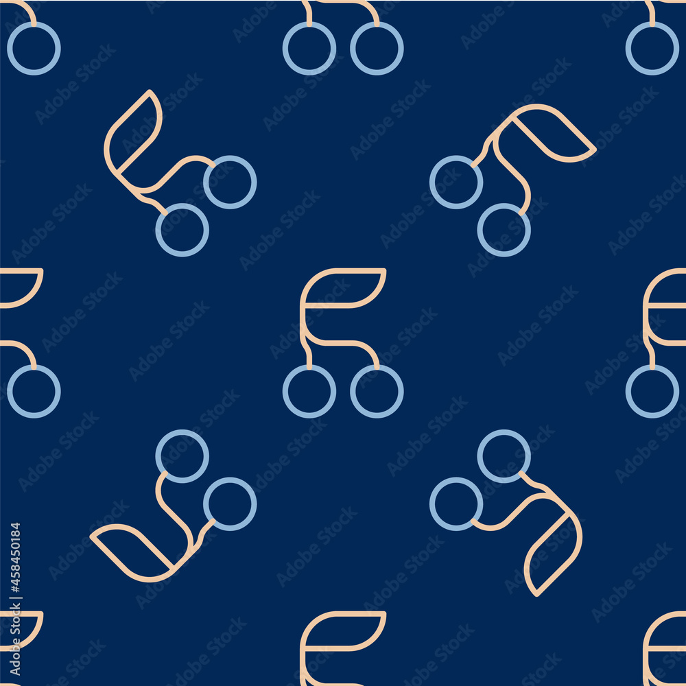Line Fresh summer berries icon isolated seamless pattern on blue background. Berry fruit. Vector Line Fresh summer berries icon isolated seamless pattern on blue background. Berry fruit. Vector