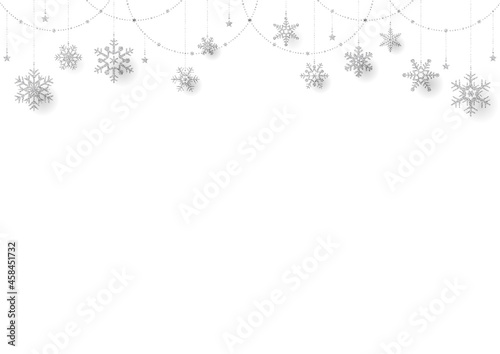 キラキラ☆雪の結晶オーナメントのシンプルな風景 シルバー