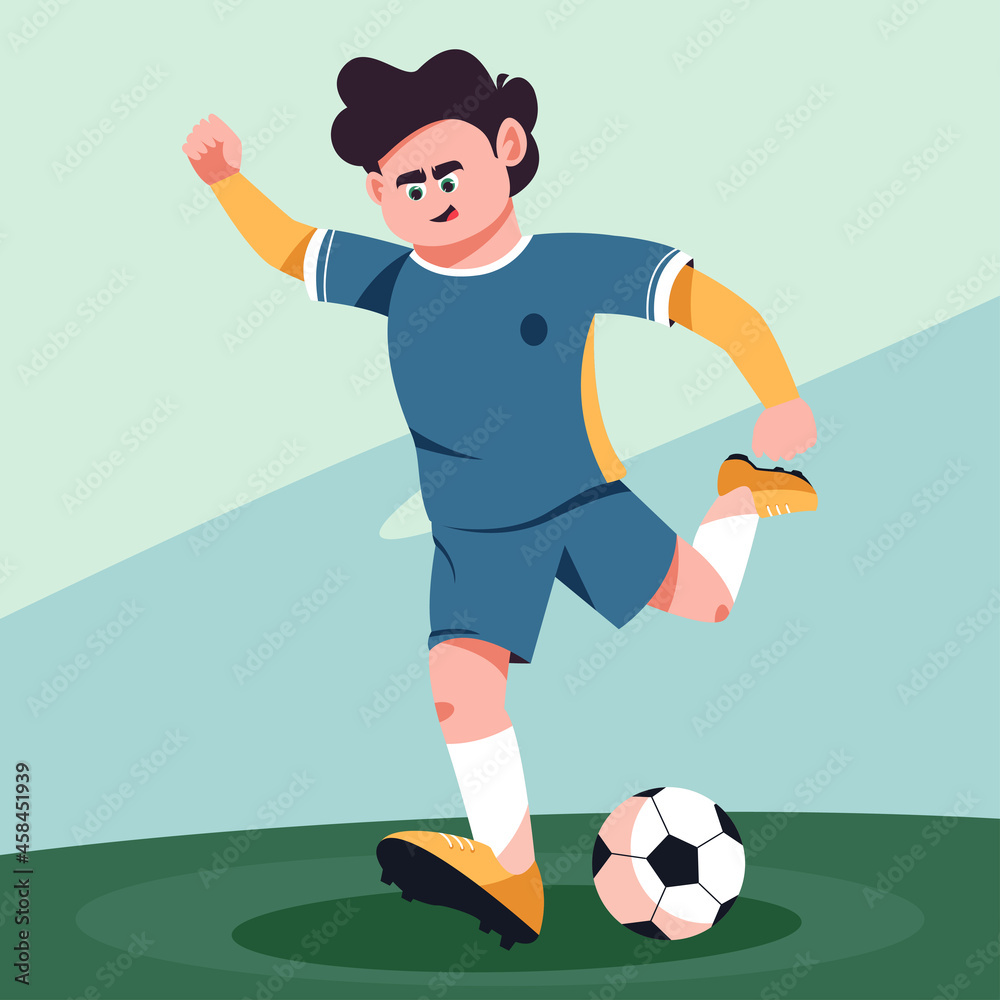 Fototapeta premium soccer player kick the ball