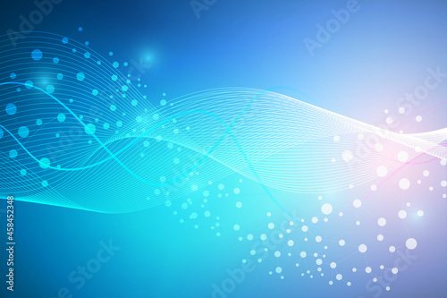 Structure molecule and communication. Dna, atom, neurons. Scientific concept for your design. Connected lines with dots. Medical, technology, chemistry, science background. Vector illustration.