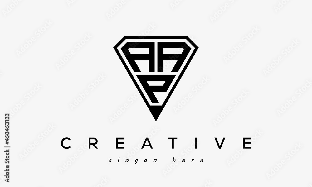 initial letters logo AAP black monogram diamond pentagon shape with ...