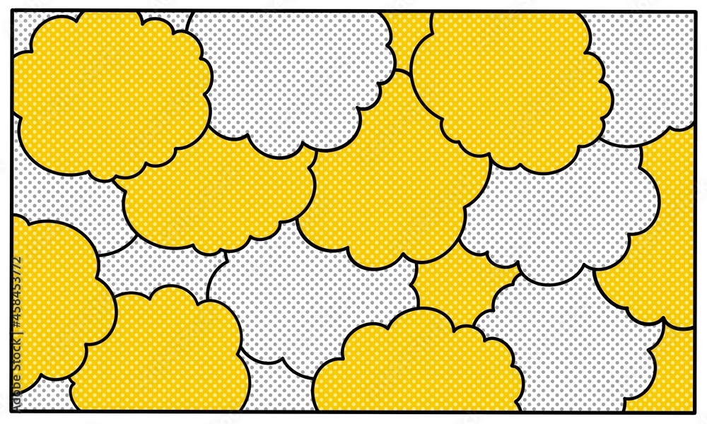 シンプルで可愛いモクモク吹き出し背景壁紙素材 黄 Simple Cute Cloud Wallpaper Stock Illustration Adobe Stock
