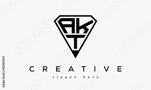 initial letters logo AKT black monogram diamond pentagon shape with tringle