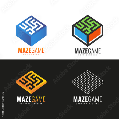 Set of logo template. Maze logo design.
