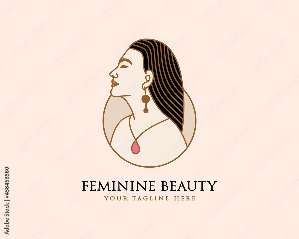 Hand drawn feminine woman beauty minimal face and floral botanical logo template for makeup spa salon skin & hair care line art portrait vector printable illustration design Hand drawn feminine woman beauty minimal face and floral botanical logo template for makeup spa salon skin & hair care line art portrait vector printable illustration design