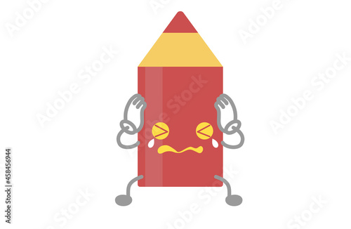 かわいい赤ペンのキャラクターがイライラしているベクターイラスト