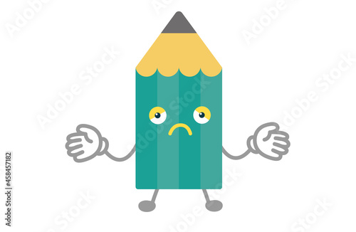 かわいい鉛筆のキャラクターが呆れているベクターイラスト
