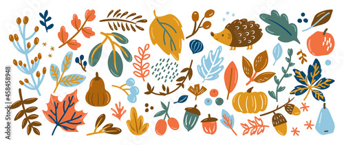 Cute autumn background vector. Autumn shopping event illustration wallpaper with hand drawn icons set. This design good for banner, sale poster, packaging background and greeting card.