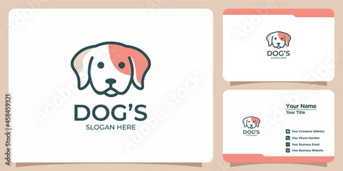 Minimalist dog Logo set with modern logo design and business card