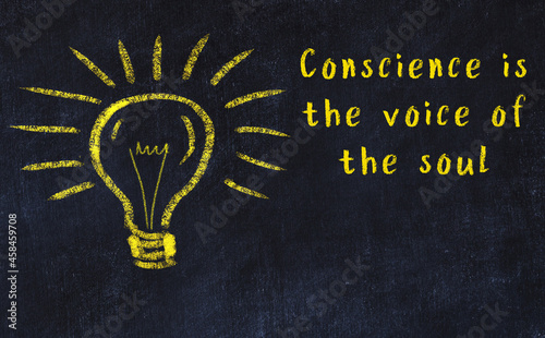 Chalk drawing of a bulb and inscription of wise quote