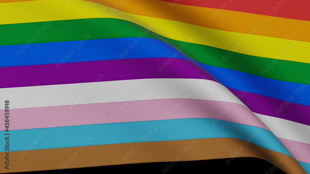 Progress LGBTQ Pride Flag. Flags For Good waving on the wind	