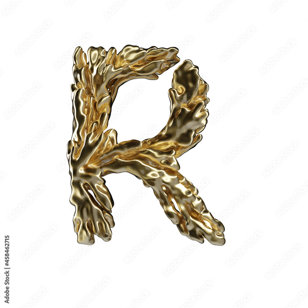 Fototapeta premium Golden Coral Jewelry Font Alphabet Letter R