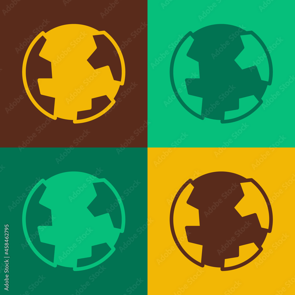 Pop art Earth globe icon isolated on color background. World or Earth sign. Global internet symbol. Geometric shapes. Vector Pop art Earth globe icon isolated on color background. World or Earth sign. Global internet symbol. Geometric shapes. Vector