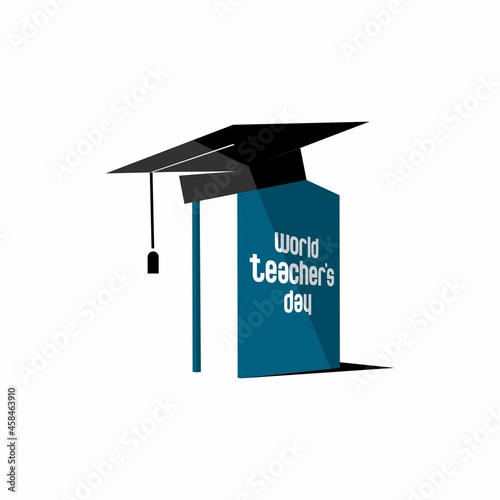 vector illustration of book arrangement, graduation cap, world teachers day illustration