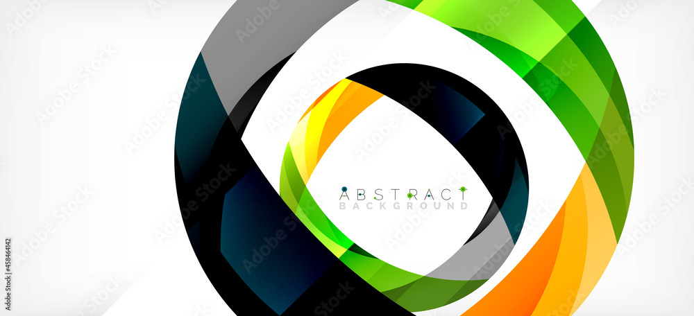Color circle shapes, minimal geometric background. Trendy dynamic composition. Vector Illustration For Wallpaper, Banner, Background, Landing Page Color circle shapes, minimal geometric background. Trendy dynamic composition. Vector Illustration For Wallpaper, Banner, Background, Landing Page
