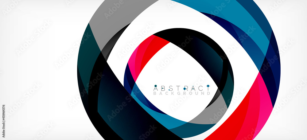 Geometric abstract background. Circle created with overlapping color shapes. Vector Illustration For Wallpaper, Banner, Background, Landing Page Geometric abstract background. Circle created with overlapping color shapes. Vector Illustration For Wallpaper, Banner, Background, Landing Page