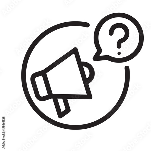 Anouncement , Questions and FAQ outline icon.