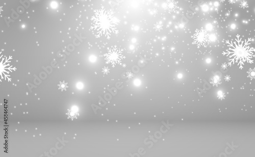 Snowfall. A lot of snow on a transparent background. Christmas winter background. Snowflakes falling from the sky.	