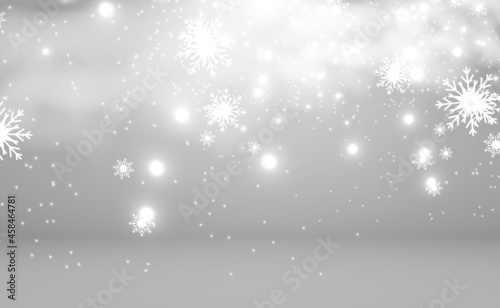 Snowfall. A lot of snow on a transparent background. Christmas winter background. Snowflakes falling from the sky.	