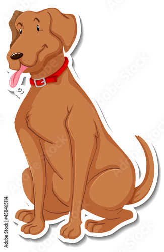 A sticker template of dog cartoon character