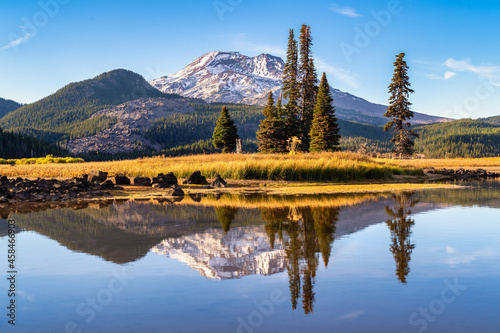 Sunset at Sparks Lake in the Cascade Mountains in Bend, Oregon photo