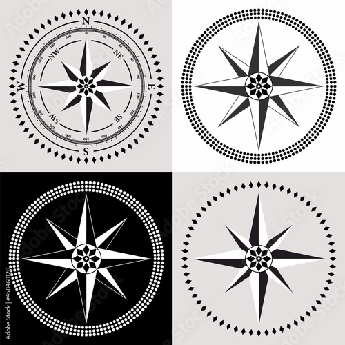 Dial Compas and Rose of Wind Set