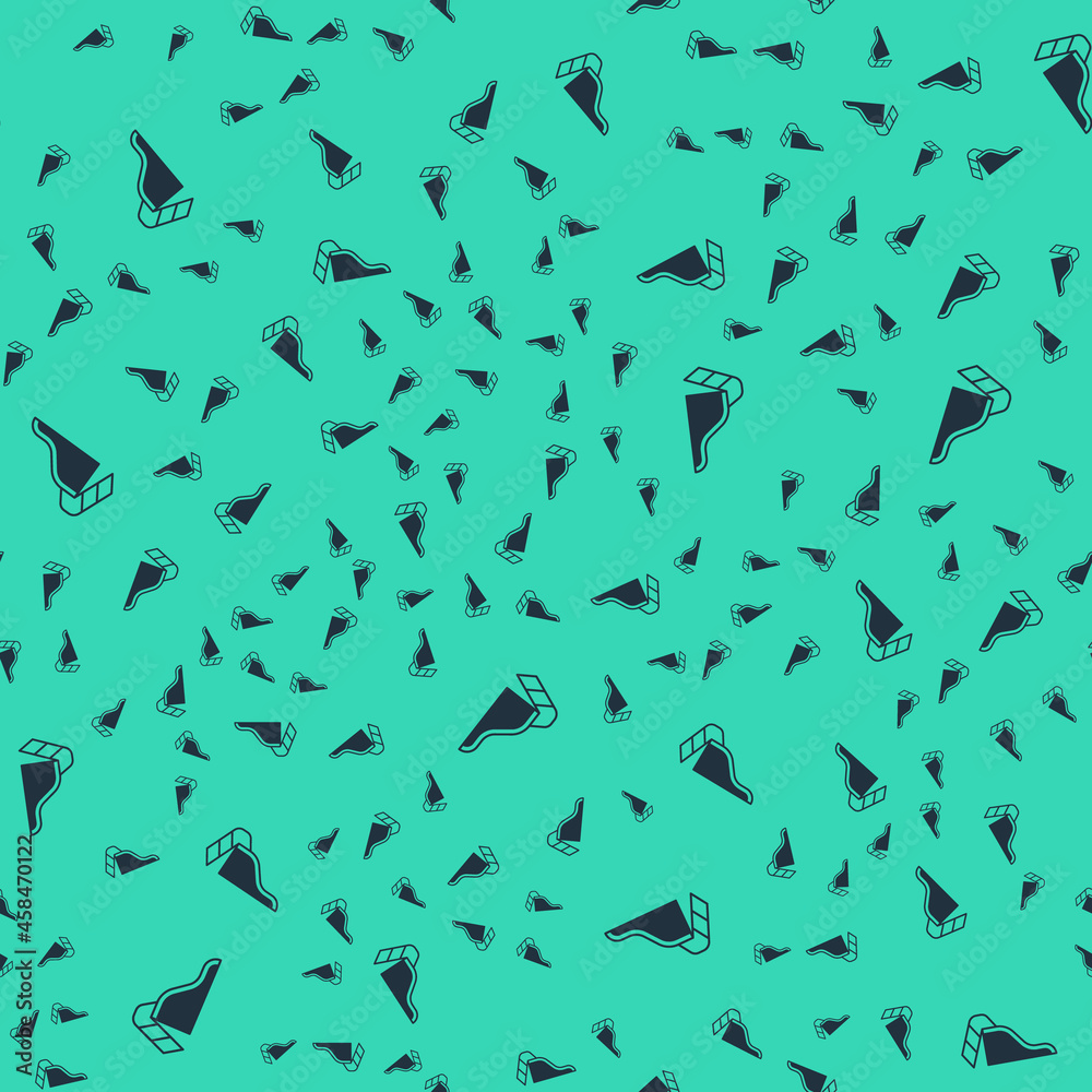 Black Slide playground icon isolated seamless pattern on green background. Childrens slide. Vector