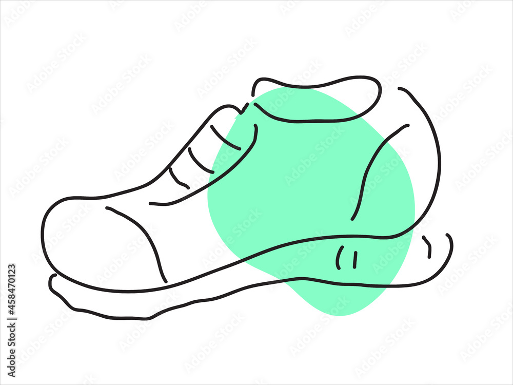 sneakers in a hand-drawn style. Icon for sports, diet, fitness. 
A healthy lifestyle. 
Vector doodle illustration
