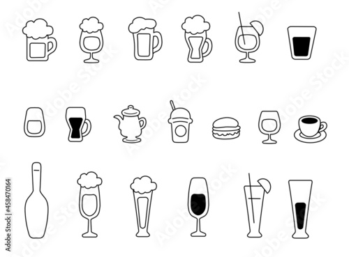 飲み物　シンプルなアイコンセット　ベクター