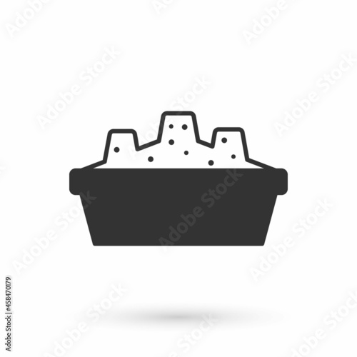 Grey Sandbox for kids with sand icon isolated on white background. Vector