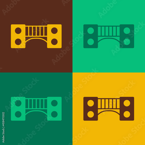 Pop art Playground kids bridge icon isolated on color background. Vector