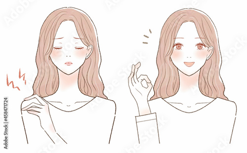 肩こりに悩まされる女性のビフォーアフター
