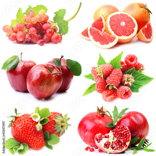 Fototapeta Naklejka Na Ścianę i Meble -  Red fruits on white background