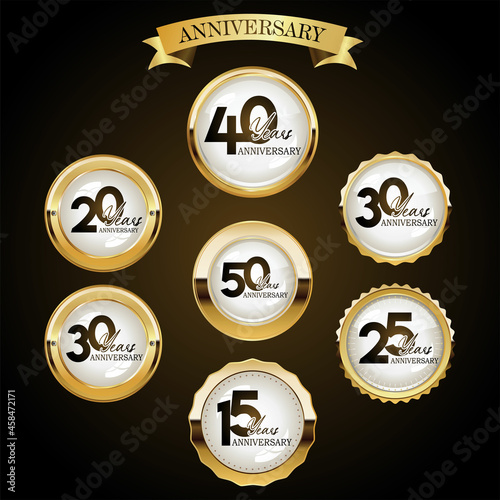 A collection of various anniversary labels design