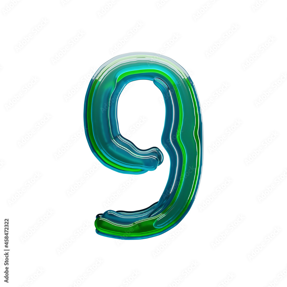 Layered jelly-like glass colored font number 9 Layered jelly-like glass colored font number 9