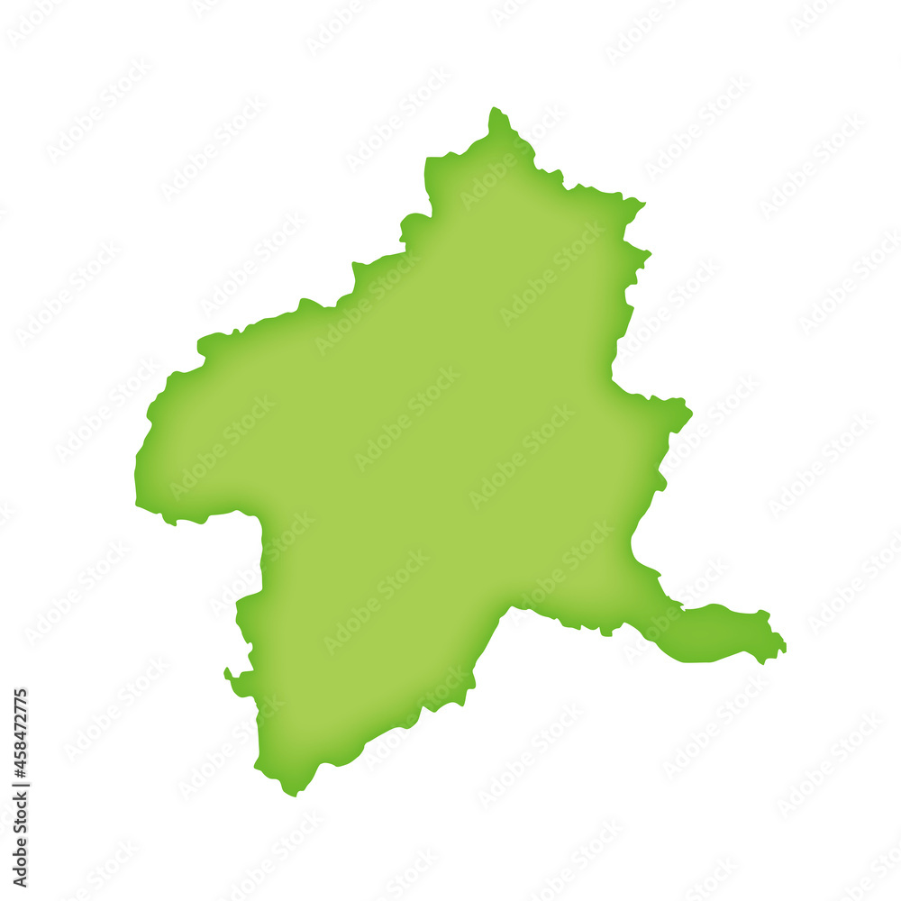 群馬県の地図　緑色の県庁所在地マーク　都道府県単位の地図のイラスト　地図シルエット