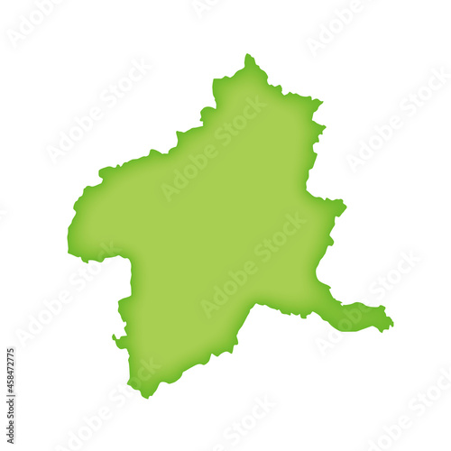 群馬県の地図　緑色の県庁所在地マーク　都道府県単位の地図のイラスト　地図シルエット